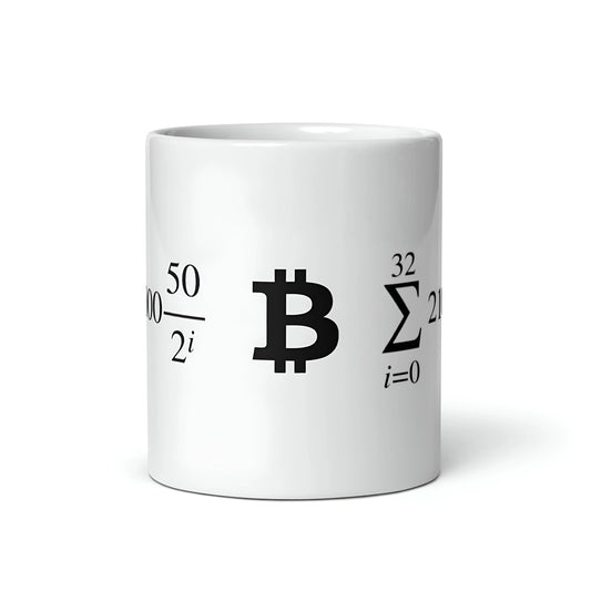 Bitcoin Halving Cycle Formula On Both Sides - White glossy mug