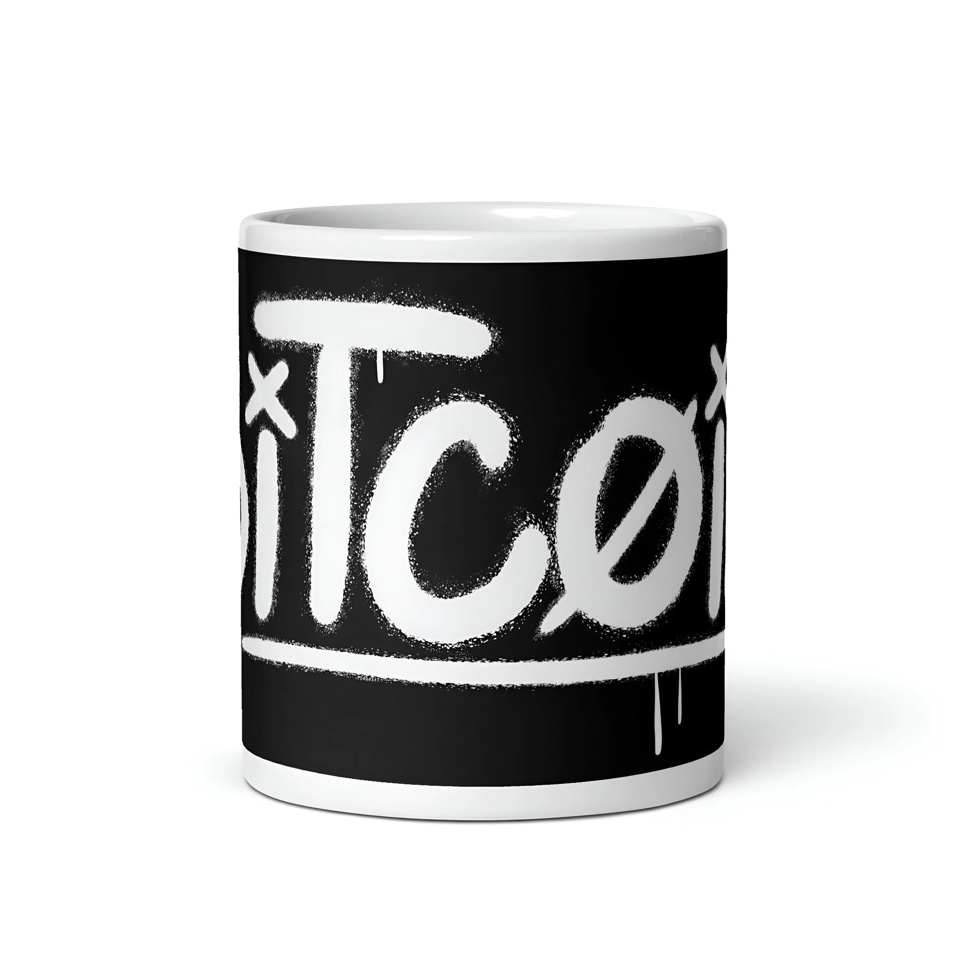 Graffity Street Art Bitcoin Black And White Glossy Mug