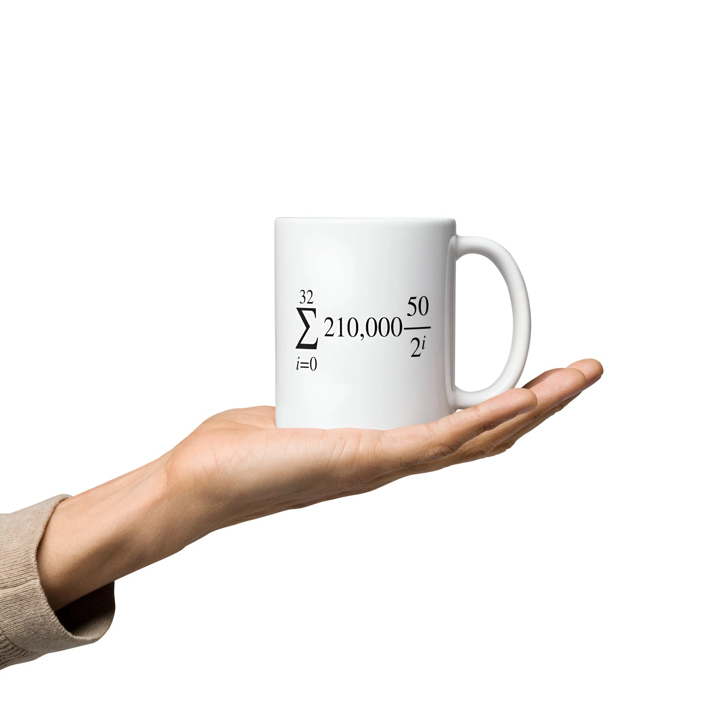 Bitcoin Halving Cycle Formula - White glossy mug