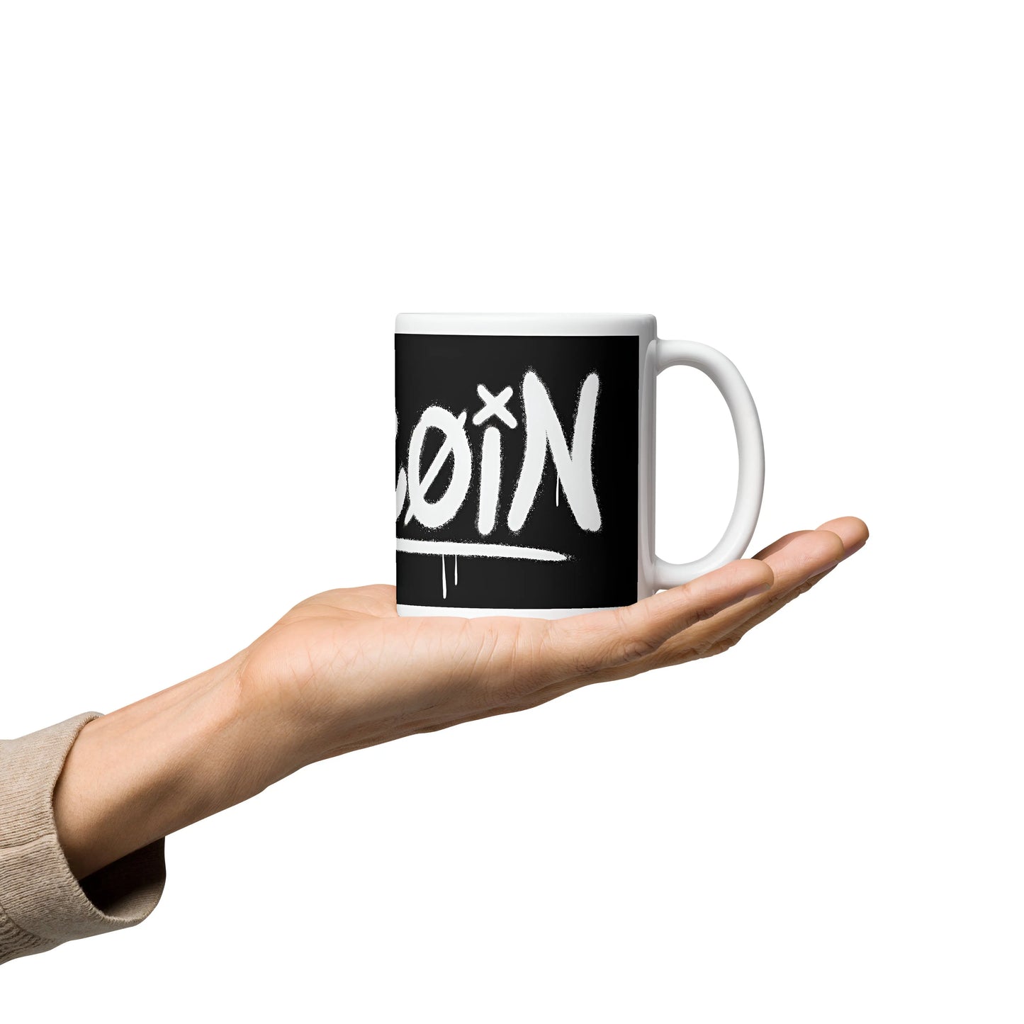 Graffity Street Art Bitcoin Black And White Glossy Mug