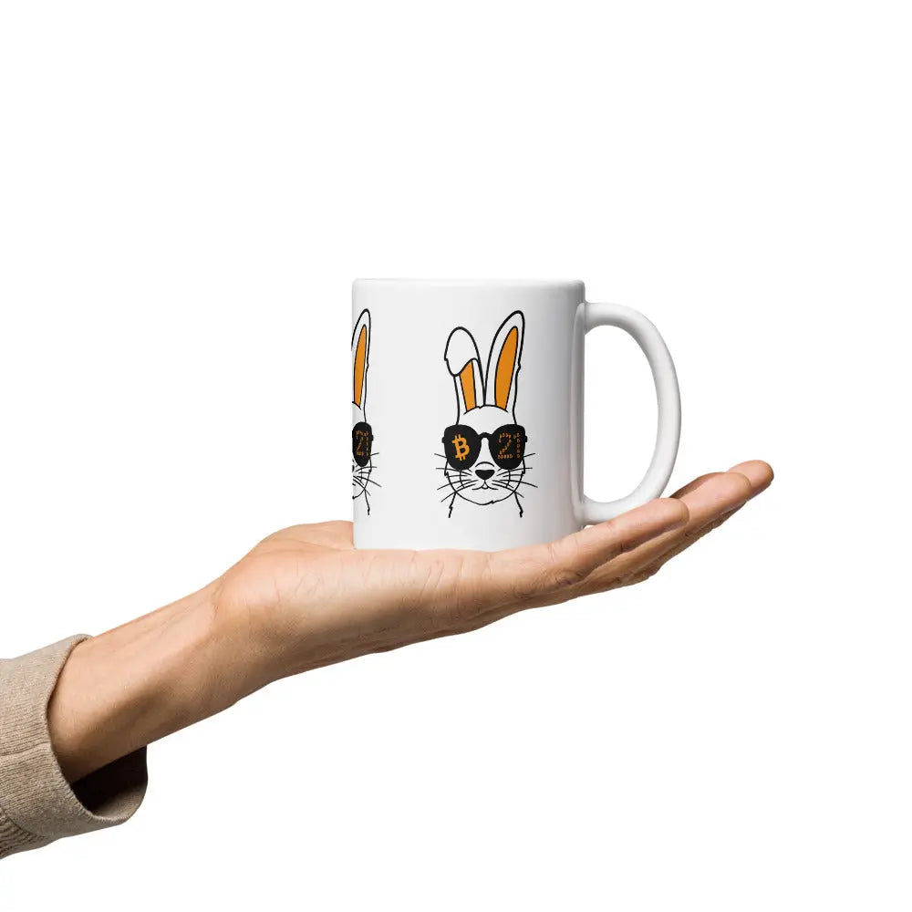 Rabbit 21 - White Glossy Bitcoin Mug