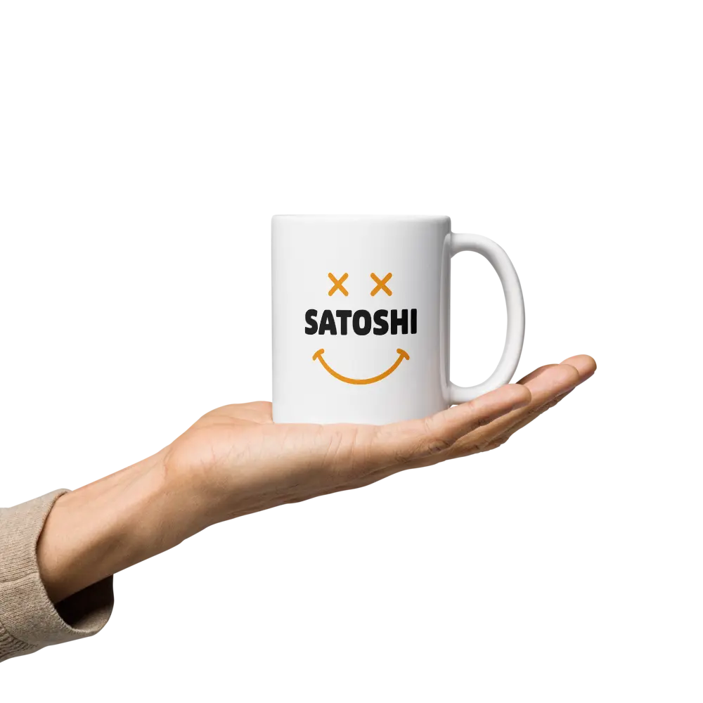 Satoshi Smiley - Bitcoin Mug - By BitPopArt Store of Value