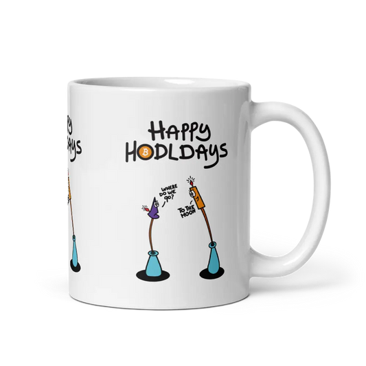 Happy Hodldays - By BitPopArt - White glossy mug Store of Value