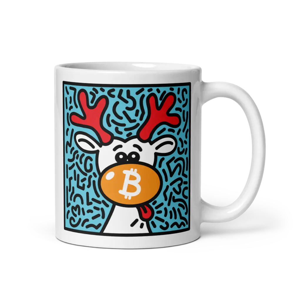 Orange Nose Reindeer - Bitcoin Christmas Mug - By BitPopArt Store of Value