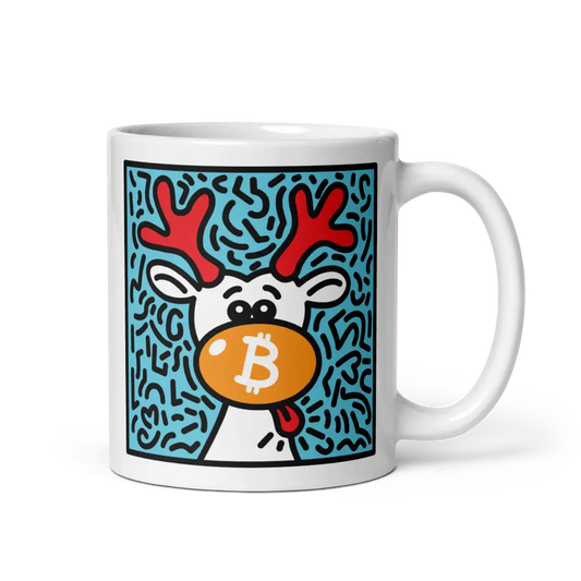 Orange Nose Reindeer - Bitcoin Christmas Mug - By BitPopArt Store of Value