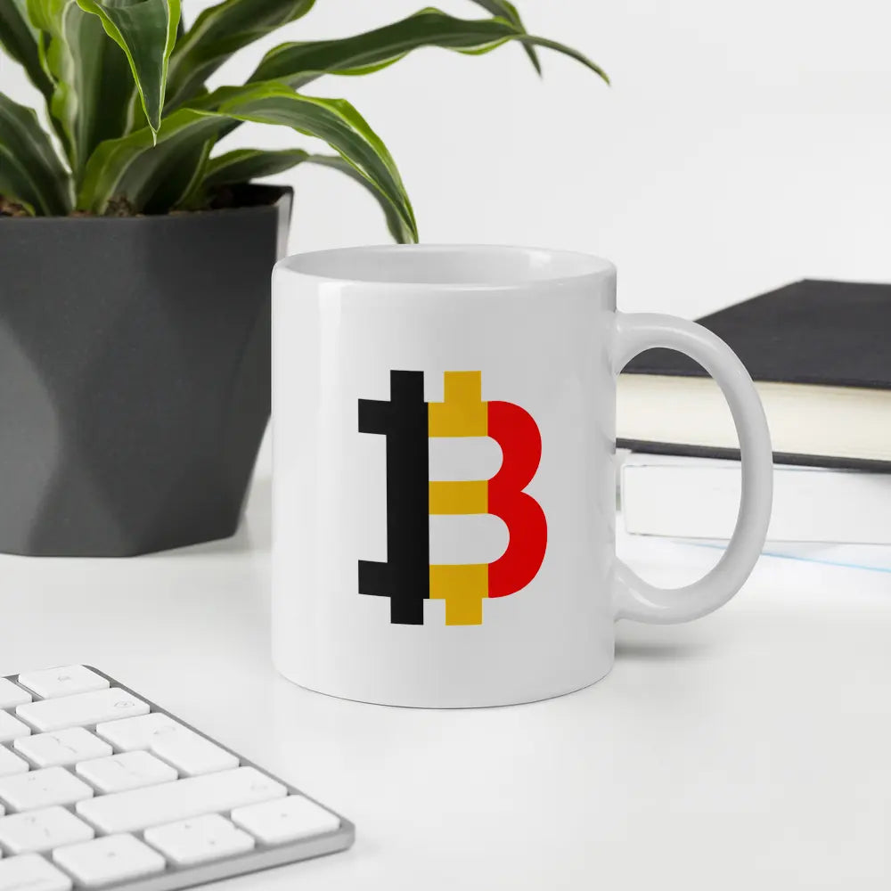 Belgium Bitcoin Flag - Glossy Bitcoin Mug Store of Value