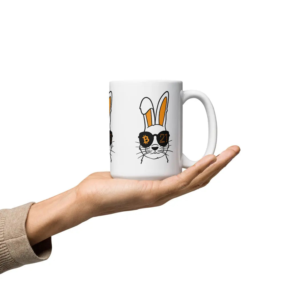 Rabbit 21 - White Glossy Bitcoin Mug
