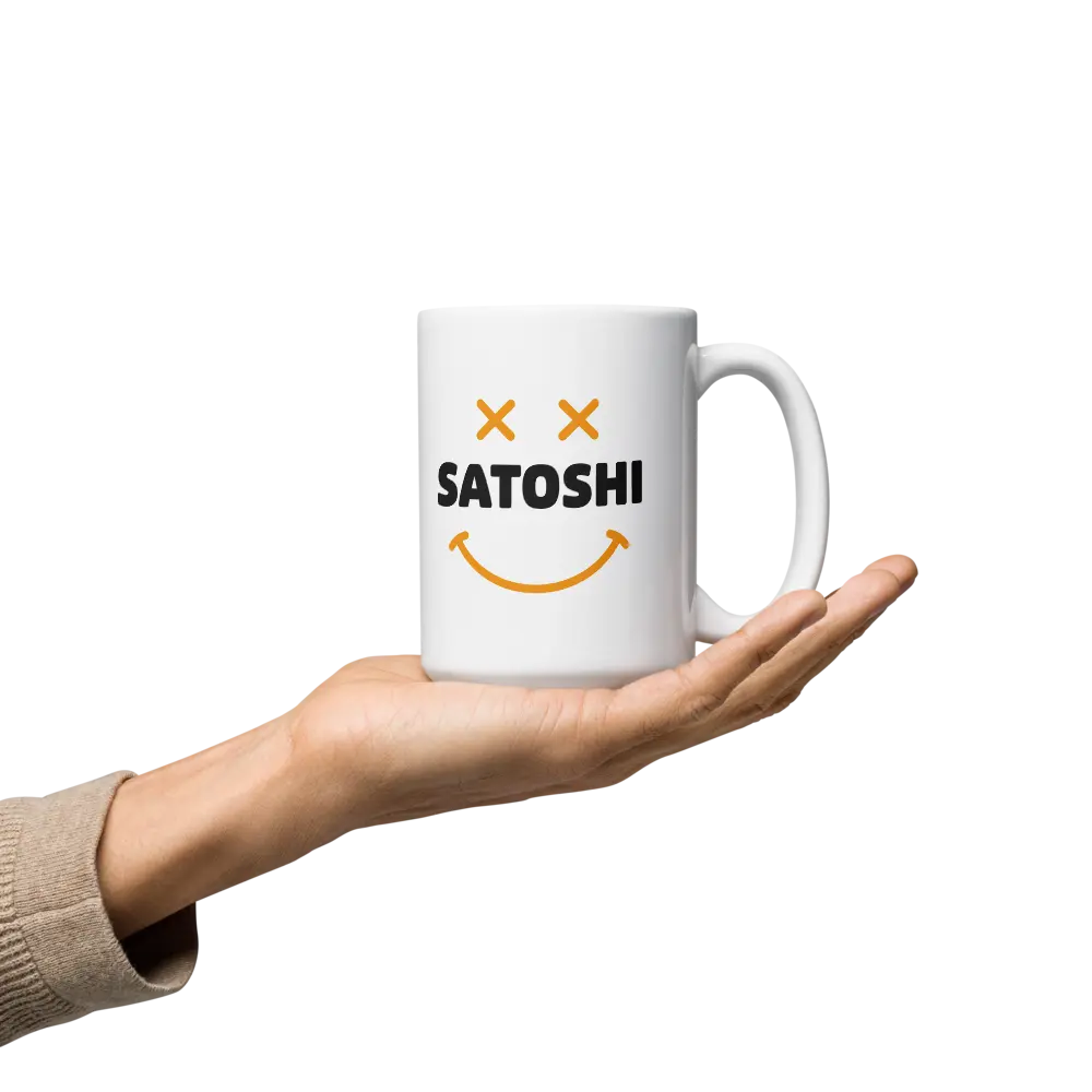 Satoshi Smiley - Bitcoin Mug - By BitPopArt Store of Value