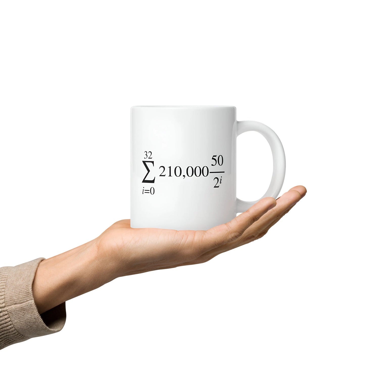 Bitcoin Halving Cycle Formula - White glossy mug