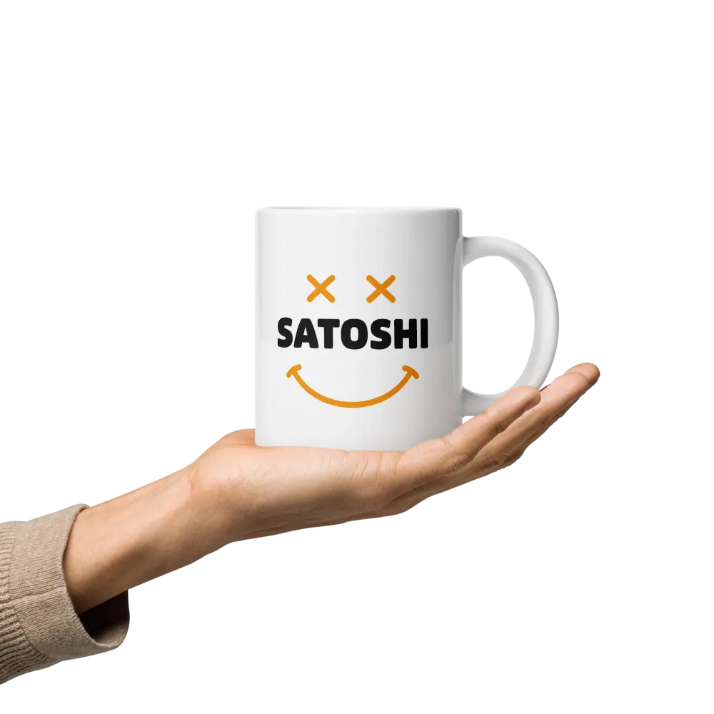 Satoshi Smiley - Bitcoin Mug - By BitPopArt Store of Value